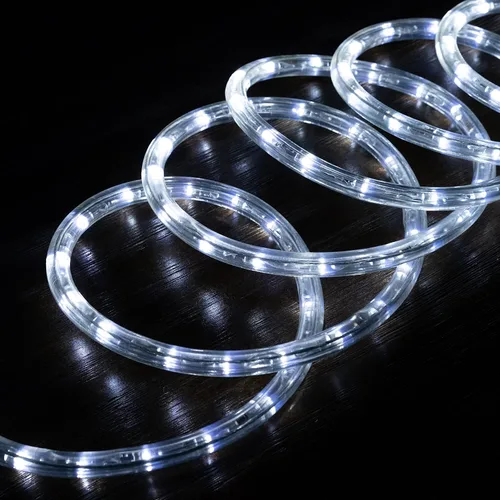 Vista 8 de luces LED en cuerda de 3/8 pulgadas color blanco -Tubo IP65 de PVC de cristal claro resistente al agua. Luces de decoración navideñas Blanco fresco