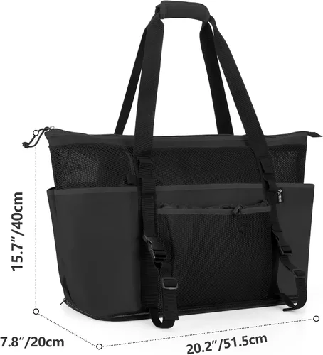 Vista 6 de Fasrom Extra Large Mesh Beach Bag with Zipper Bottom Family Beach Tote Bag with Wet and Dry Separation Patent Design