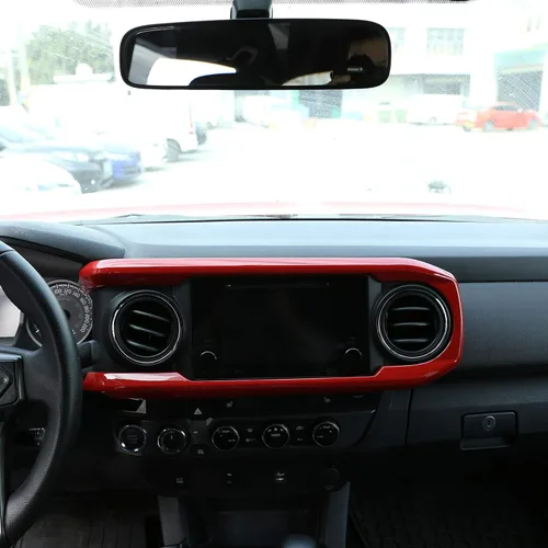 Vista 10 de YIWANG - Cubierta para panel de salpicadero de consola central de ABS para Toyota Tacoma 2016-2020, accesorios de coche de conducción izquierda Negro