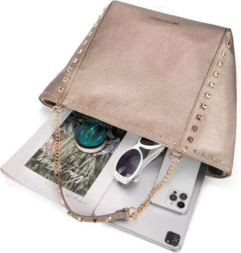 Vista 5 de Montana West - Bolso de mano grande para mujer con asa superior sobredimensionada y bolsos con cadena