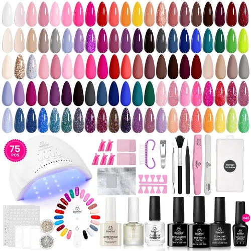 Vista 18 de Beetles - Kit de 69 esmaltes de uñas de gel con luz UV – Kit de esmalte de uñas de gel de 35 colores con base y capa superior brillante