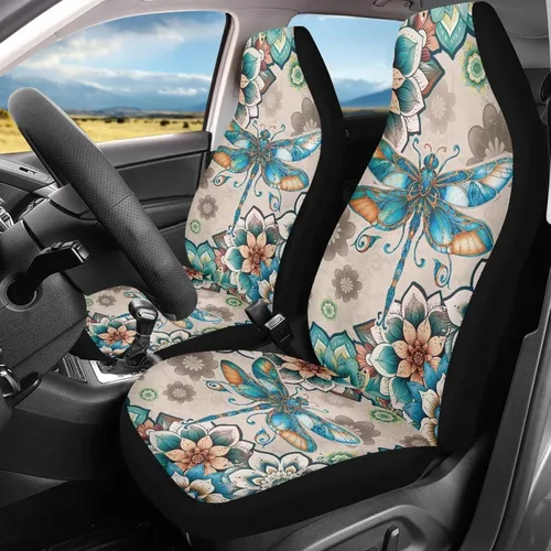 Vista 33 de Mumeson Fundas protectoras de asiento delantero de automóvil con estampado de calavera y girasol, fundas elásticas para asiento de automóvil, 2