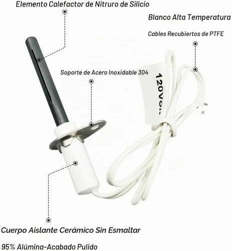 Vista 3 de Encendedor universal, repuesto de encendedor de barra caliente de nitruro de silicio de 120 V para encendedores de carburo de silicio de hornos