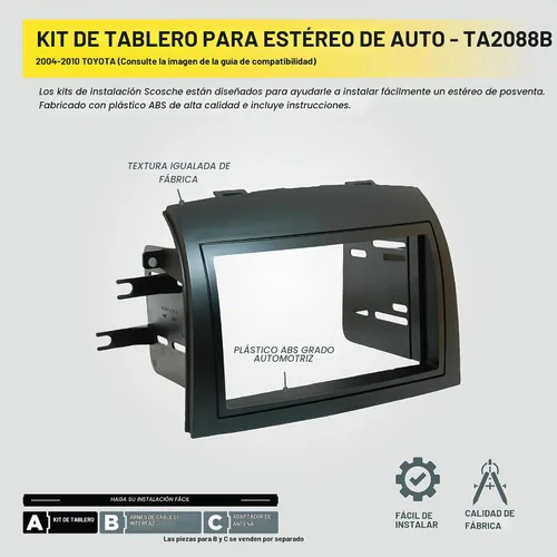 Vista 4 de Scosche TA2088B - Kit de instalación de radio doble DIN para salpicadero compatible con determinadas minivan Toyota Sienna 2004-2010 - Kit