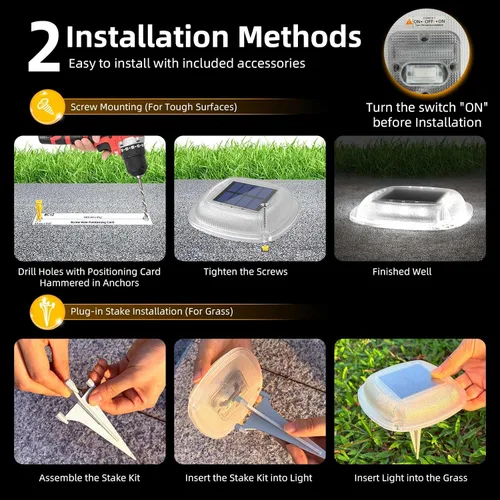 Vista 6 de Lacasa Solar Deck Lights, 4 Pack Dock Step Driveway Pathway Garden Lights Cool White & Warm White