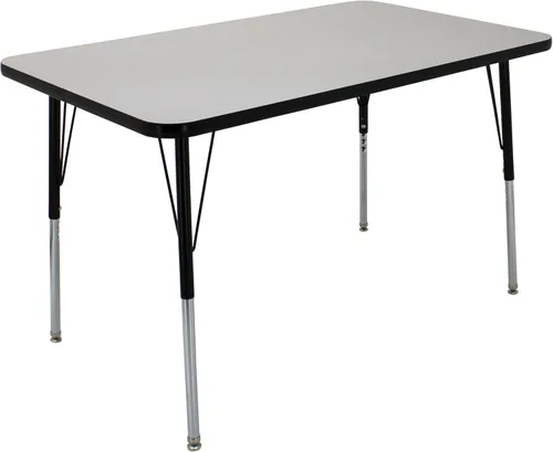 Vista 19 de FDP - Mesa rectangular para actividades escolares y de oficina (24 x 48 pulgadas), patas estándar con deslizadores giratorios, altura ajustable