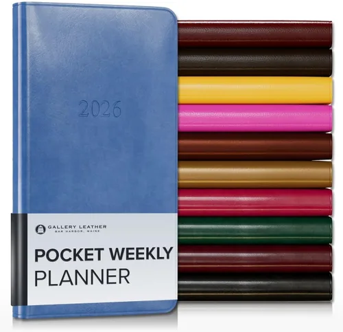 Vista 202 de Gallery Leather Planificador Semanal y Mensual Grande 2025-2026, Calendario Planificador y Cuaderno Elegantemente Encuadernado con Elegantes Bordes