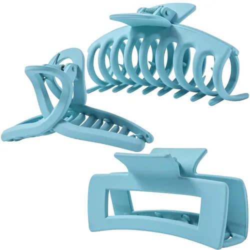 Vista 23 de Pinzas grandes para el cabello grueso, fino y fino, dientes de sujeción fuerte, pinzas de mandíbula granate entrelazadas para mujeres, juego de 3
