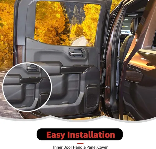 Vista 5 de RT-TCZ Cubierta de panel de manija interior de fibra de carbono, accesorios interiores para Chevrolet Silverado 2019-2022, para GMC Sierra 2019-2022