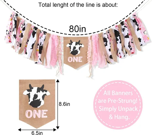 Vista 2 de Banner para silla alta de Cowgirl One – Decoración de cumpleaños de fiesta de vaquera, pancarta para silla de bebé, fondo de fotos de pastel