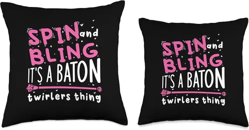 Vista 3 de Funny Majorette Baton Spinning Twirler Gift Spin and Bling It's A Baton Twirling Thing - Almohada de 16 x 16 pulgadas, multicolor