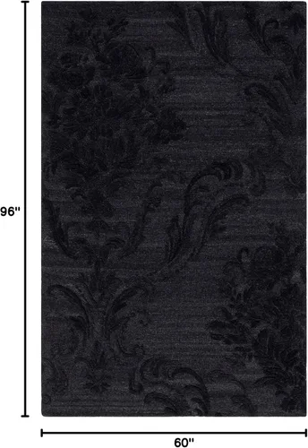 Vista 2 de SAFAVIEH Jardin Collection - Alfombra de área de 5 x 8 pies, color negro, lana hecha a mano, ideal para zonas de alto tráfico en sala de estar