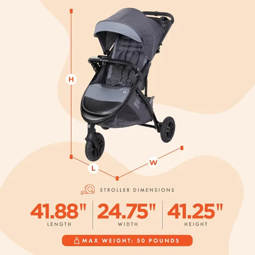 Vista 3 de Baby Trend Tango 3 - cochecito todo terreno, color Ultra Gris