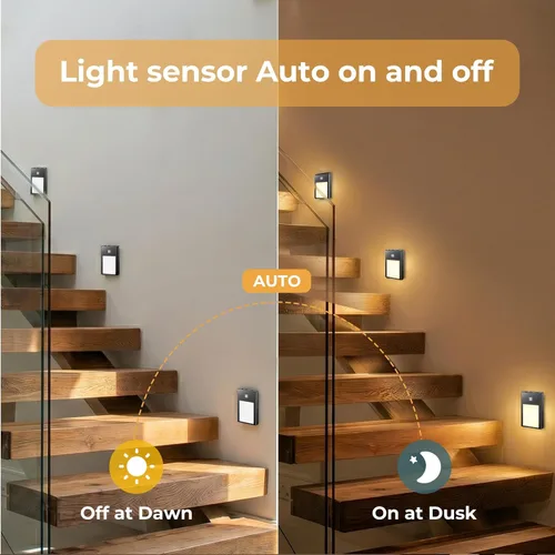 Vista 3 de VST Luces nocturnas con sensor de movimiento, luces de escalera recargables con instalación de succión magnética para interiores, dormitorio
