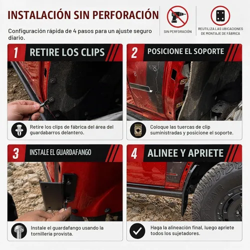 Vista 7 de Mabett - Aletas de barro delanteras para Ford Bronco 2021-2026, accesorios de 2/4 puertas 2 pzas