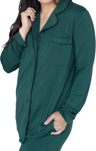 Vista 3 de Kindred Bravely Clea Bamboo Classic - Conjunto de pijama de manga larga para maternidad y lactancia