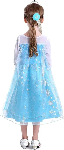 Vista 2 de Vestidos de princesa para niñas fiesta de nieve cosplay disfraz de Halloween de manga larga