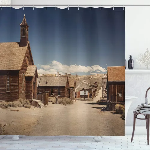 Vista 108 de set de cortina para baño decorativa de tela de poliéster con ganchos