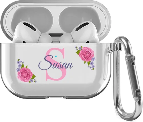 Vista 8 de Funda transparente personalizada con nombre e inicial de cristal para AirPods 4ª generación Pro/Pro 2 y 3ª generación, funda protectora transparente