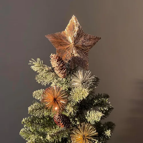 Vista 4 de Adorno pequeño para la punta del árbol de Navidad – Estrella rosa para la punta del árbol de Navidad – Adornos rosas para la punta de árboles