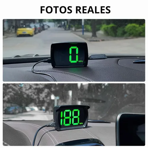 Vista 6 de Liiiyuan Velocímetro HUD, medidor de velocidad digital GPS con MPH, pantalla frontal para todos los coches, cable USB Plug & Play