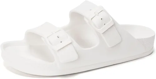 Vista 72 de FUNKYMONKEY - Sandalias bajas cómodas para mujer, hechas de etilvinilacetato, ajustables con hebilla doble