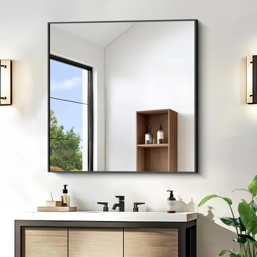 Vista 57 de KOCUUY Espejo de baño negro, espejo rectangular de 24 x 18 pulgadas para sobre el fregadero, espejo de pared decorativo moderno para dormitorio