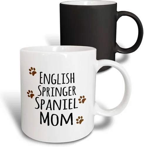 Vista 9 de 3dRose English Springer Spaniel Dog Mom - Taza de 11 onzas, color negro
