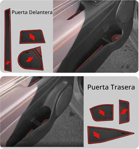 Vista 3 de para Accesorios de Dodge Durango 2021 2022 2023 2024 2025 2026 (Versión de 7 Asientos) Alfombrilla de Forro de Consola Central Insertos de Rojo