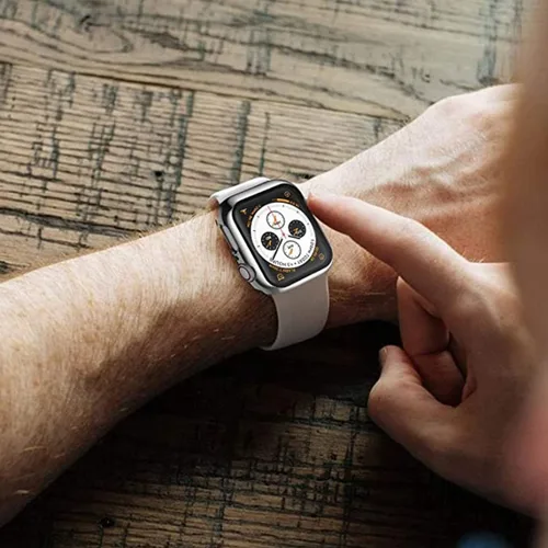 Vista 7 de Paquete de 2 fundas de vidrio templado de 1.77 pulgadas compatibles con Apple Watch Series 8 7 fundas protectoras de pantalla de vidrio templado