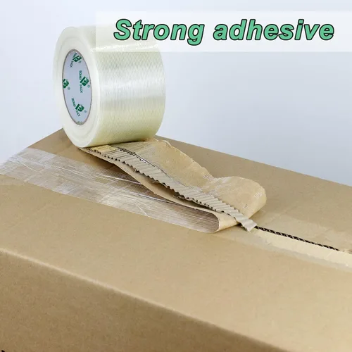 Vista 7 de BOMEI PACK Cinta de fleje de 3 pulgadas, cinta de embalaje reforzada con fibra resistente, 60 yardas 5.9 mil, total 120 yardas