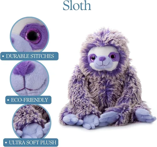 Vista 9 de The Petting Zoo Peluche de perezoso morado, regalos para niños, juguete de peluche de perezoso Pazzion morado, 20 pulgadas