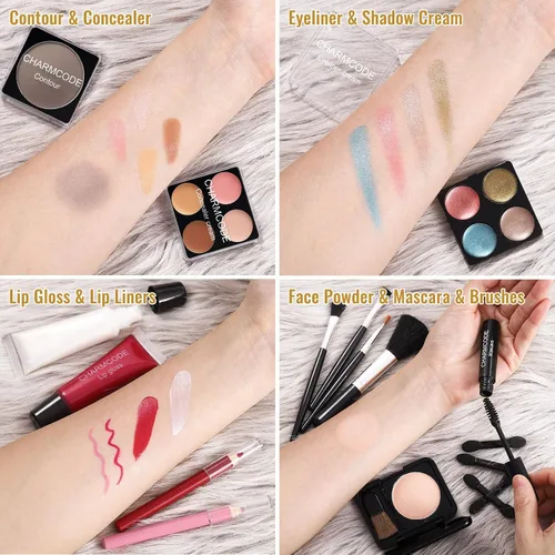 Vista 9 de Kit completo de maquillaje para adolescentes y mujeres, estuche de tren de belleza con juego de cosméticos de iniciación, caja de regalo de San