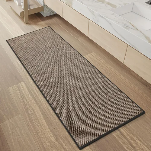 Vista 18 de PADOOR Alfombra de baño antideslizante con parte trasera de goma, trenzada absorbente, lavable a máquina, fina alfombra para suelo de baño, de Beige