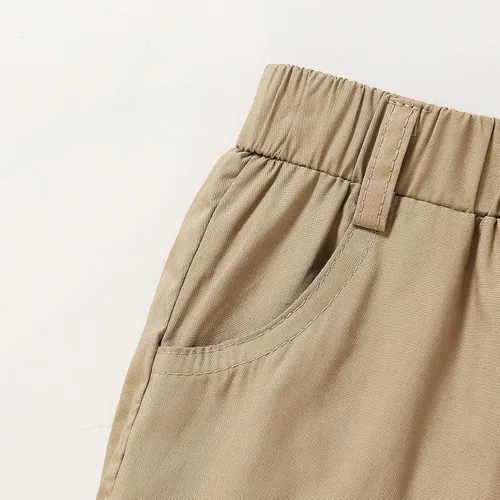 Vista 13 de JEELLIGULAR Conjunto de ropa de verano para bebé niño de manga corta con botones y pantalones cortos, trajes casuales para caballeros de 1 a 6 años