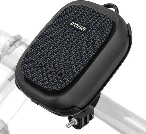 Vista 7 de Inwa Altavoces de bicicleta Bluetooth con modo de tarjeta TF, altavoz portátil inalámbrico impermeable para bicicleta, micrófono integrado