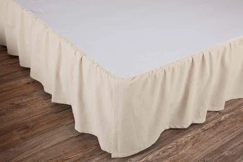 Vista 2 de Market Place - Falda de cama natural tamaño individual, 16 pulgadas de caída, color beige crema con volantes
