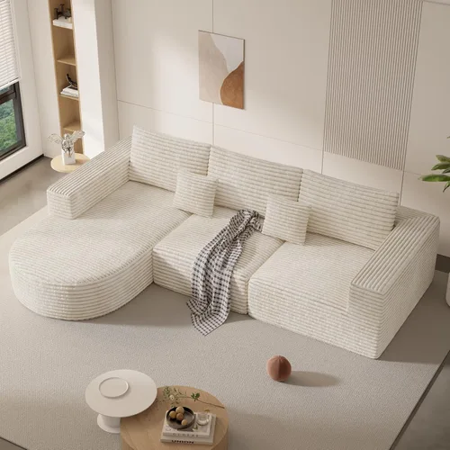 Vista 15 de Sofá modular modular de 110 pulgadas, sofás de nube para sala de estar, sofá en forma de L con asiento profundo, sofá deshuesado con diván, no Gris