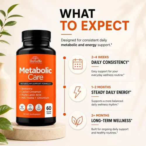 Vista 7 de HerbaMe Suplemento de berberina con canela de Ceilán, cromo, ácido alfa lipoico, cuidado metabólico apoya el metabolismo y la salud cardiovascular