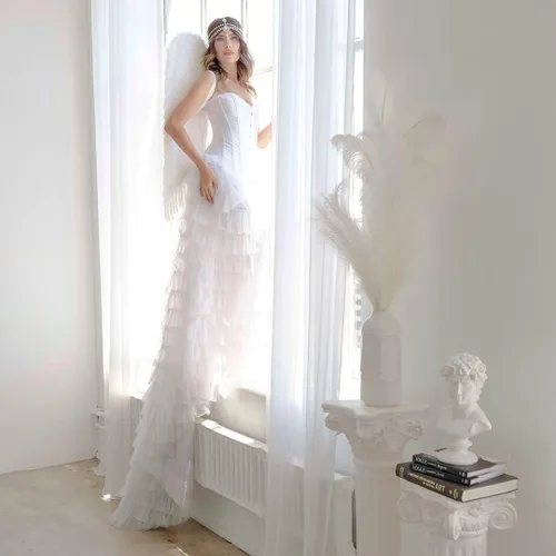 Vista 3 de ZUCKER - Alas de ángel de plumas reales, grandes en blanco o negro