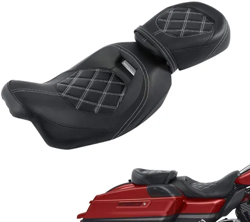 Vista 41 de TCT-MOTORPARTS Driver Rider - Almohadilla de respaldo para Harley Touring 2009-2023 Road King Street Road Electra Glide Ultra Black Stitching