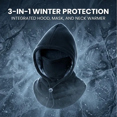 Vista 7 de 3 in 1 Winter Hood Fleece Face Mask & Neck Warmer for Cycling Multicolor 4pc