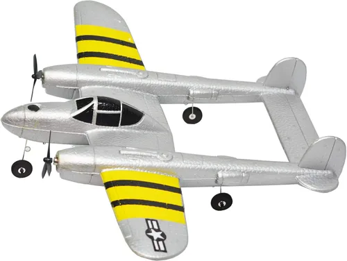 Vista 2 de Avión de control remoto RC Avión RTF 2.4GHz 2CH Radio Control P38 Iluminación Aviones para Principiante