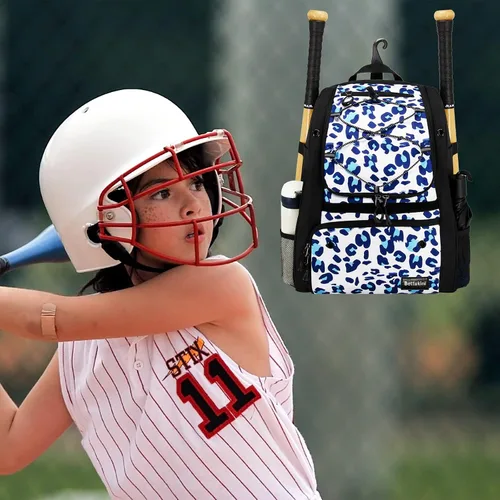 Vista 32 de Bolsa de béisbol juvenil con compartimento ventilado para zapatos, bolsa de bate de sóftbol para guantes de bateo, casco, equipo de teeball