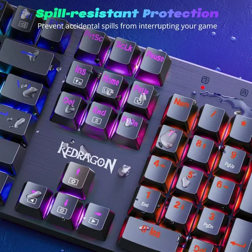 Vista 8 de Redragon Teclado Mecánico para Juegos con Cable, 11 Modos Retroiluminados Programables, Interruptor Rojo Intercambiable en Caliente, Anti-Ghosting