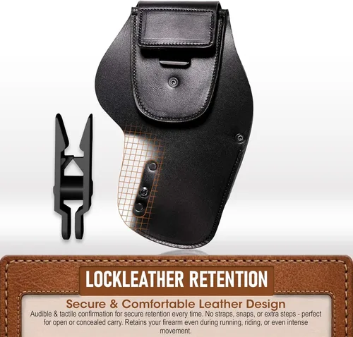 Vista 3 de Urban Carry LockLeather Funda G3 Holster - Diseño híbrido de cuero/polímero para ocultación óptima Disponible en tamaños Cadete, Trooper, Teniente