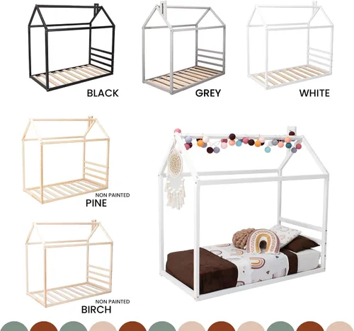 Vista 8 de Casa de cama Montessori, marco de cama de piso para niños, cama de casa para niños, marco de cama de casa para niños, marco de cama de plataforma