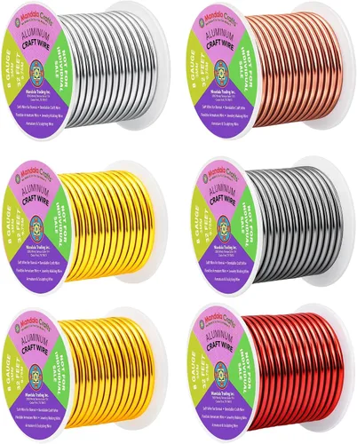 Vista 187 de Mandala Crafts - Alambre de aluminio anodizado de calibre 22 para hacer joyas - 137.2 m de alambre flexible surtido y coloreado - Doble para bonsái