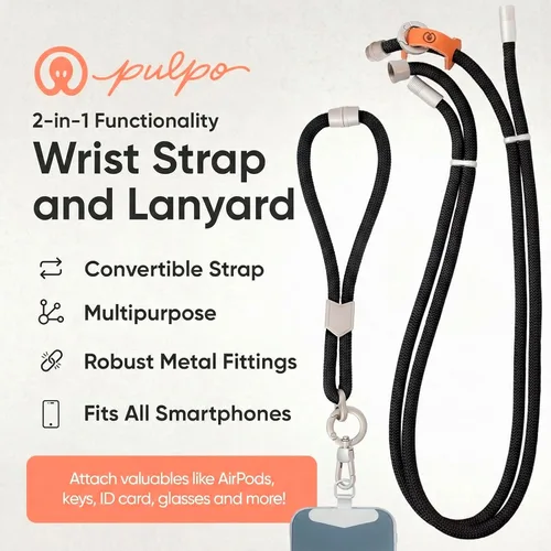 Vista 2 de Pulpo - Cordón antirrobo 2 en 1 para teléfono y correa de muñeca para iPhone y Android, correa ajustable para teléfono celular y correa universal