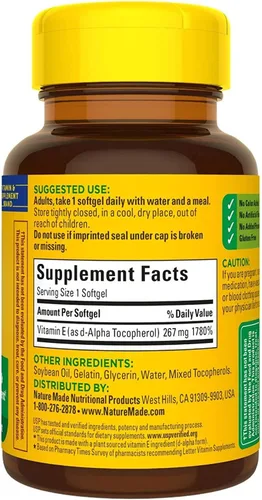 Vista 3 de Nature Made Vitamina E 400 UI cápsulas blandas 100 ea (paquete de 2)